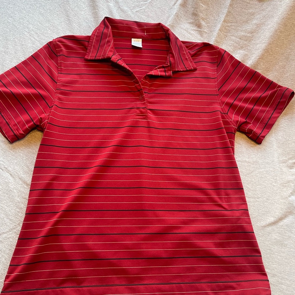 Crimson Striped Golf Polo